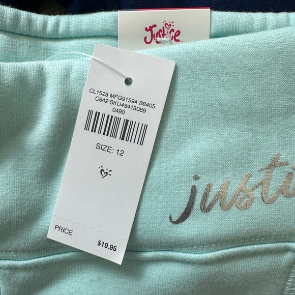 Justice Fleece Lined Leggings - Dark Blue and Light Mint - Picture 5 of 9